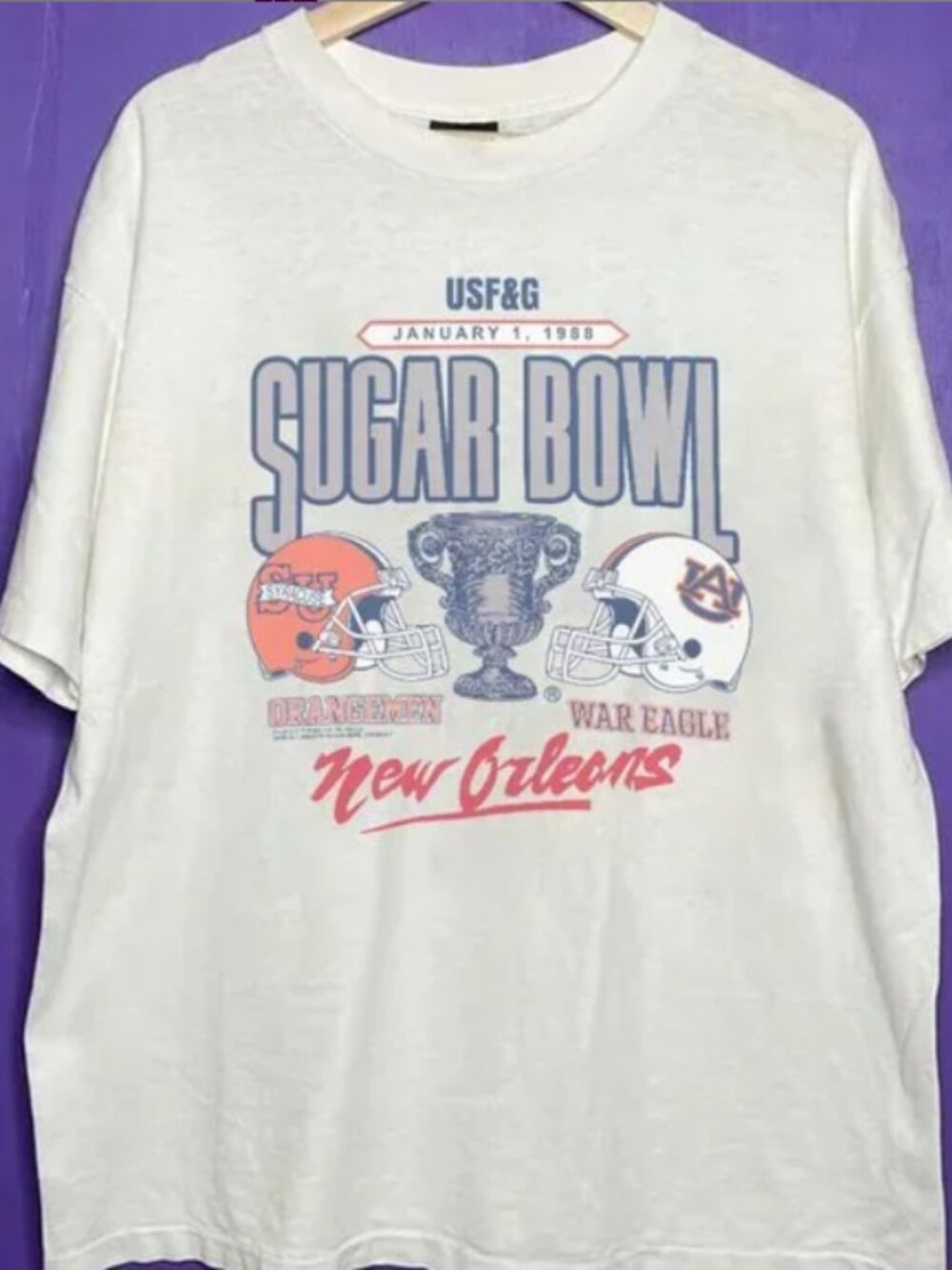 Vintage Auburn Tigers Vs Syracuse Orangemen Sugar Bowl Football Unisex shirt tee